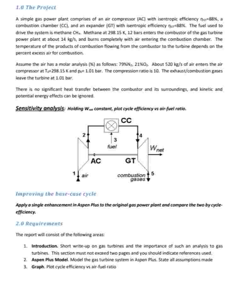 1 . d The Profect A simple gas power plant