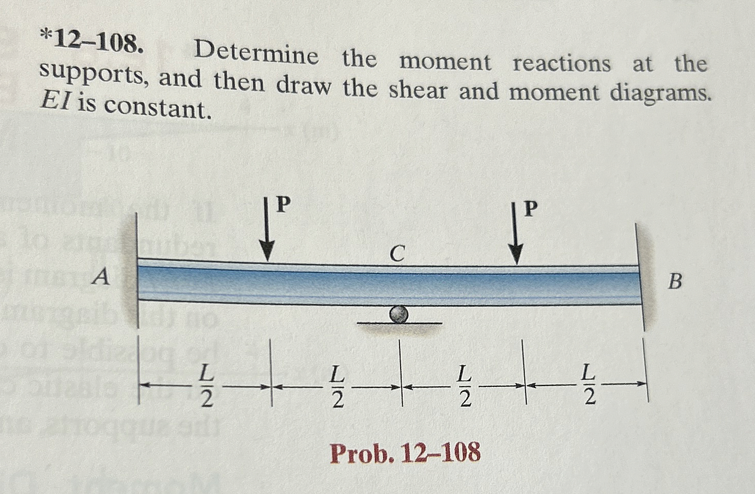 * 1 2 - 1 0 8 . Determine the moment reactions at