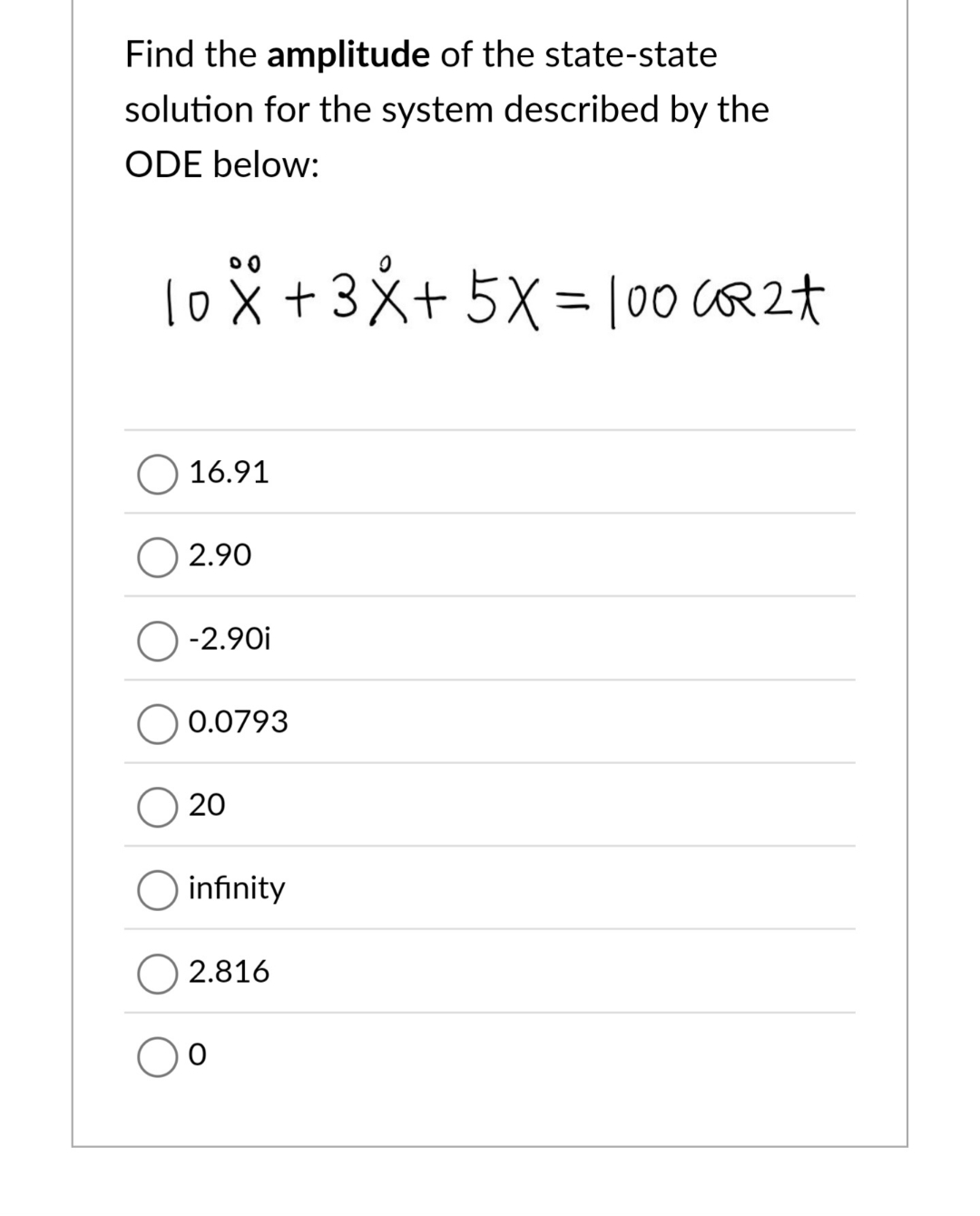 Find the amplitude of the state - state solution
