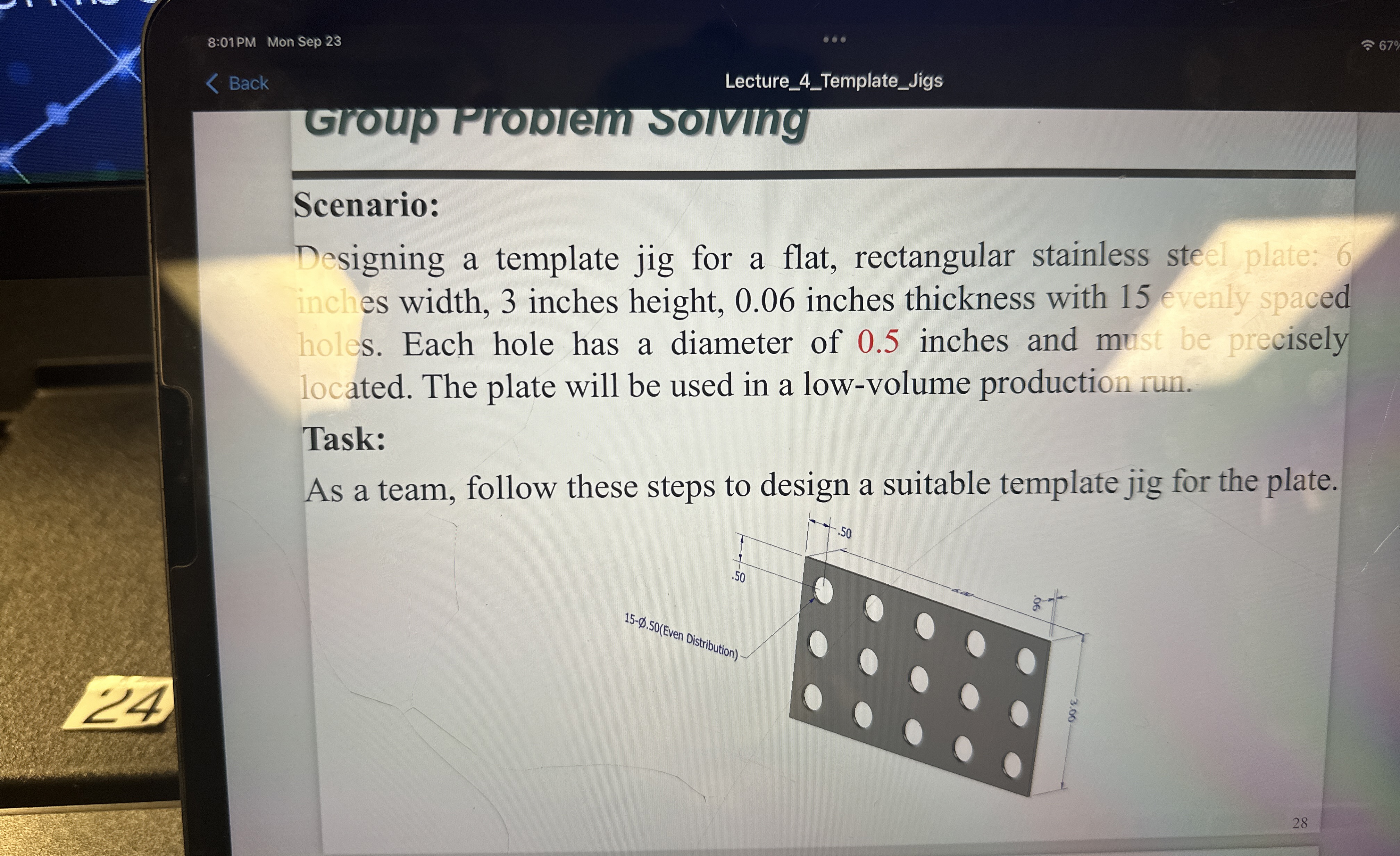 Scenario: Designing a template jig for a flat,