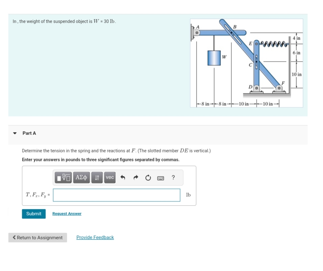In , the weight of the suspended object is W = 3