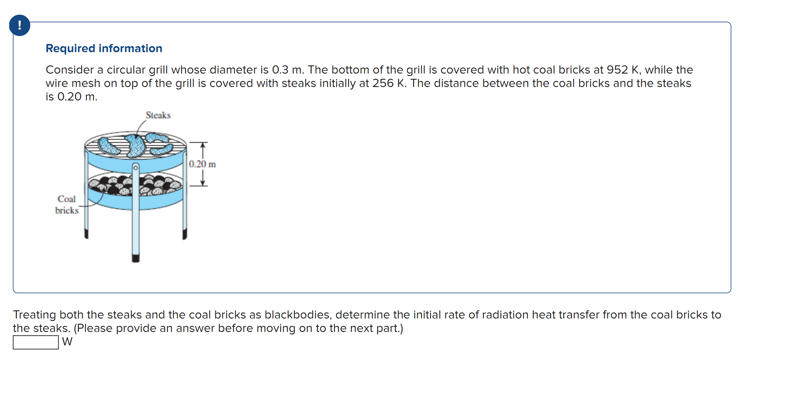 Required information Consider a circular grill