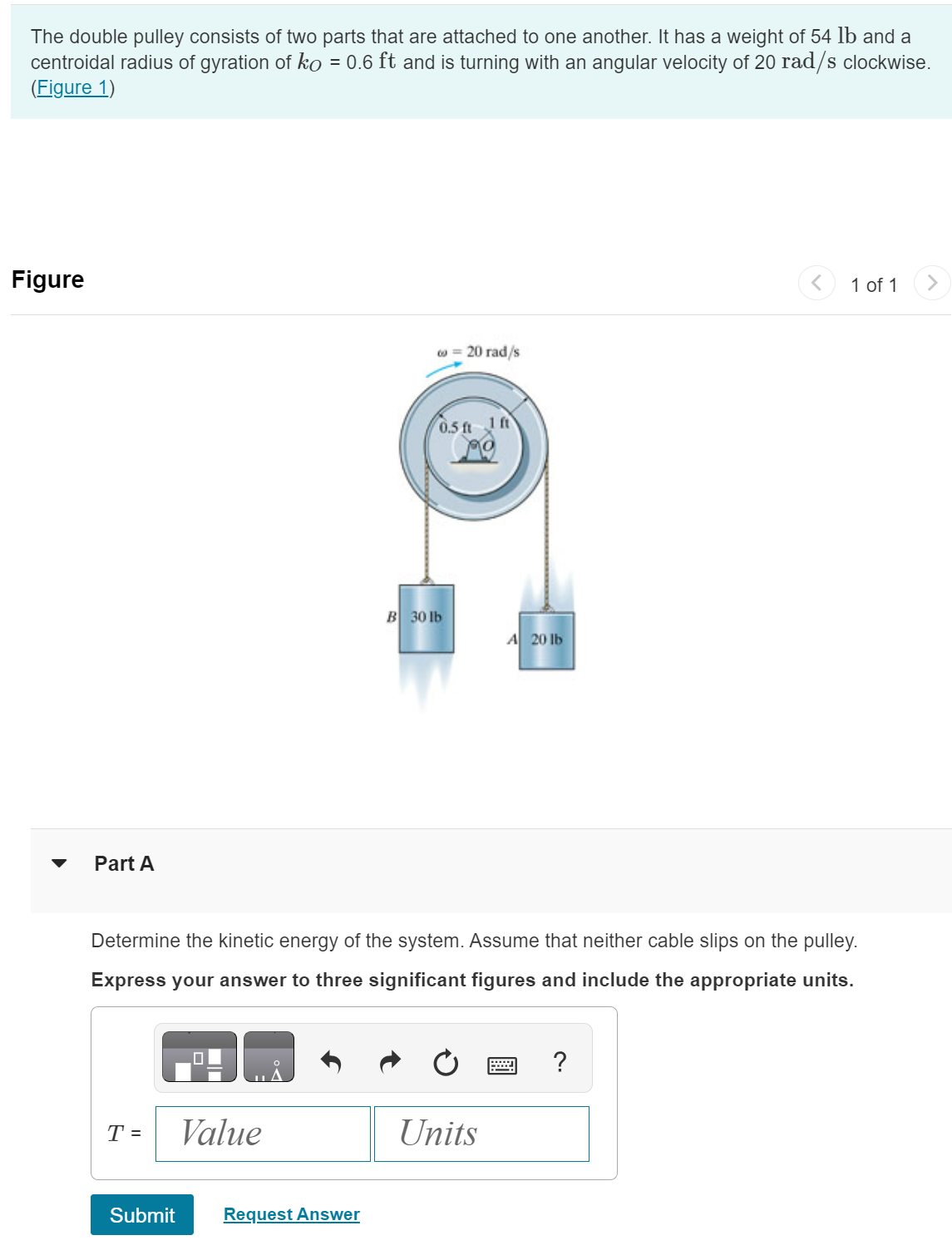 The double pulley consists of two parts that are