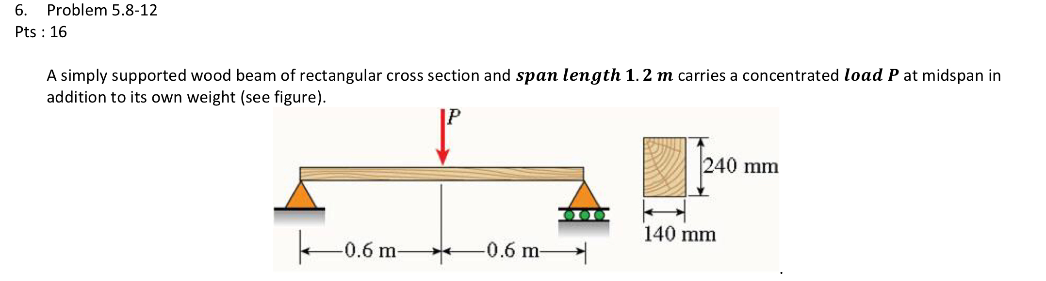 Problem 5 . 8 - 1 2 Pts : 1 6 A simply supported