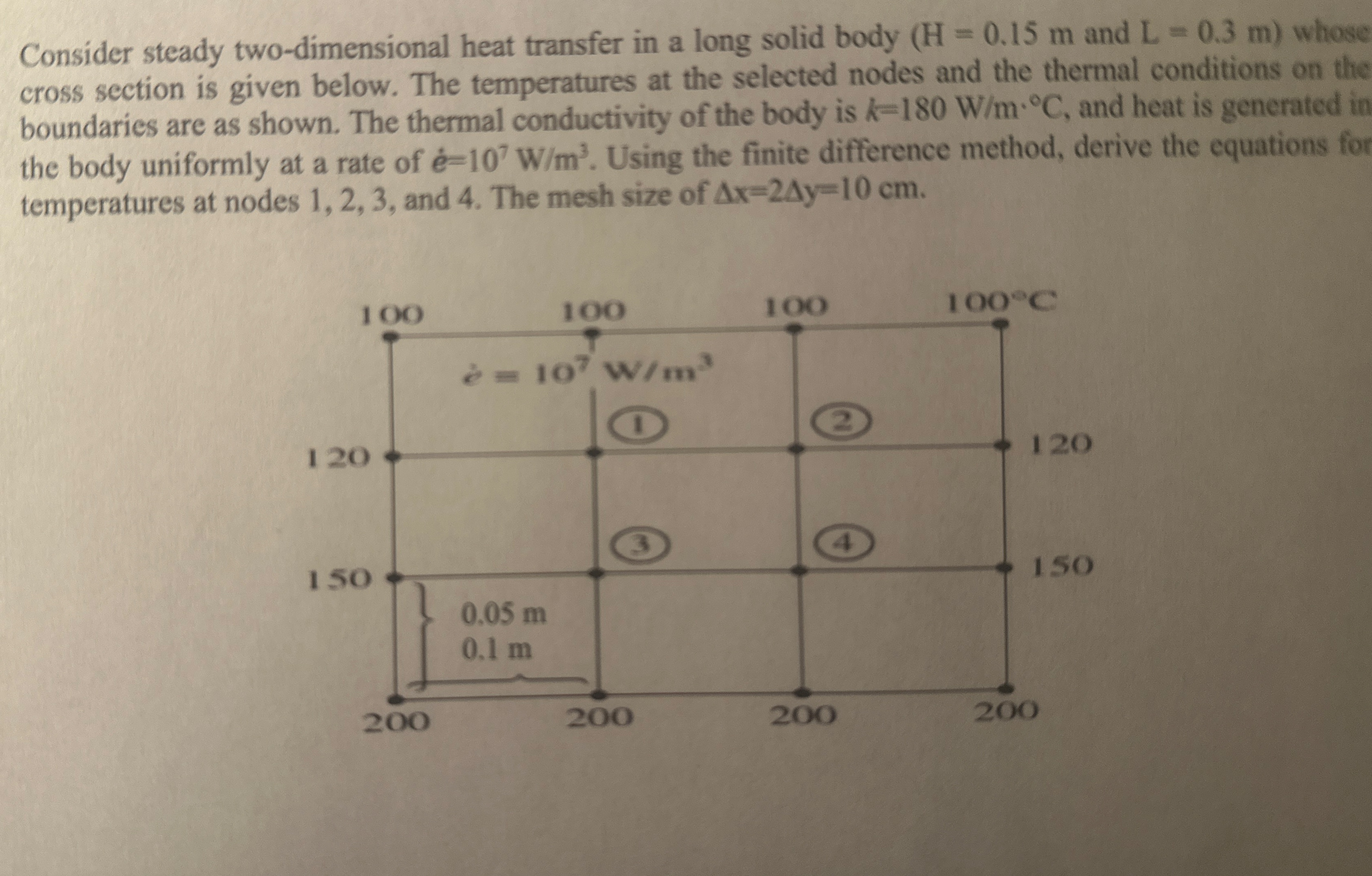 Consider steady two - dimensional heat transfer