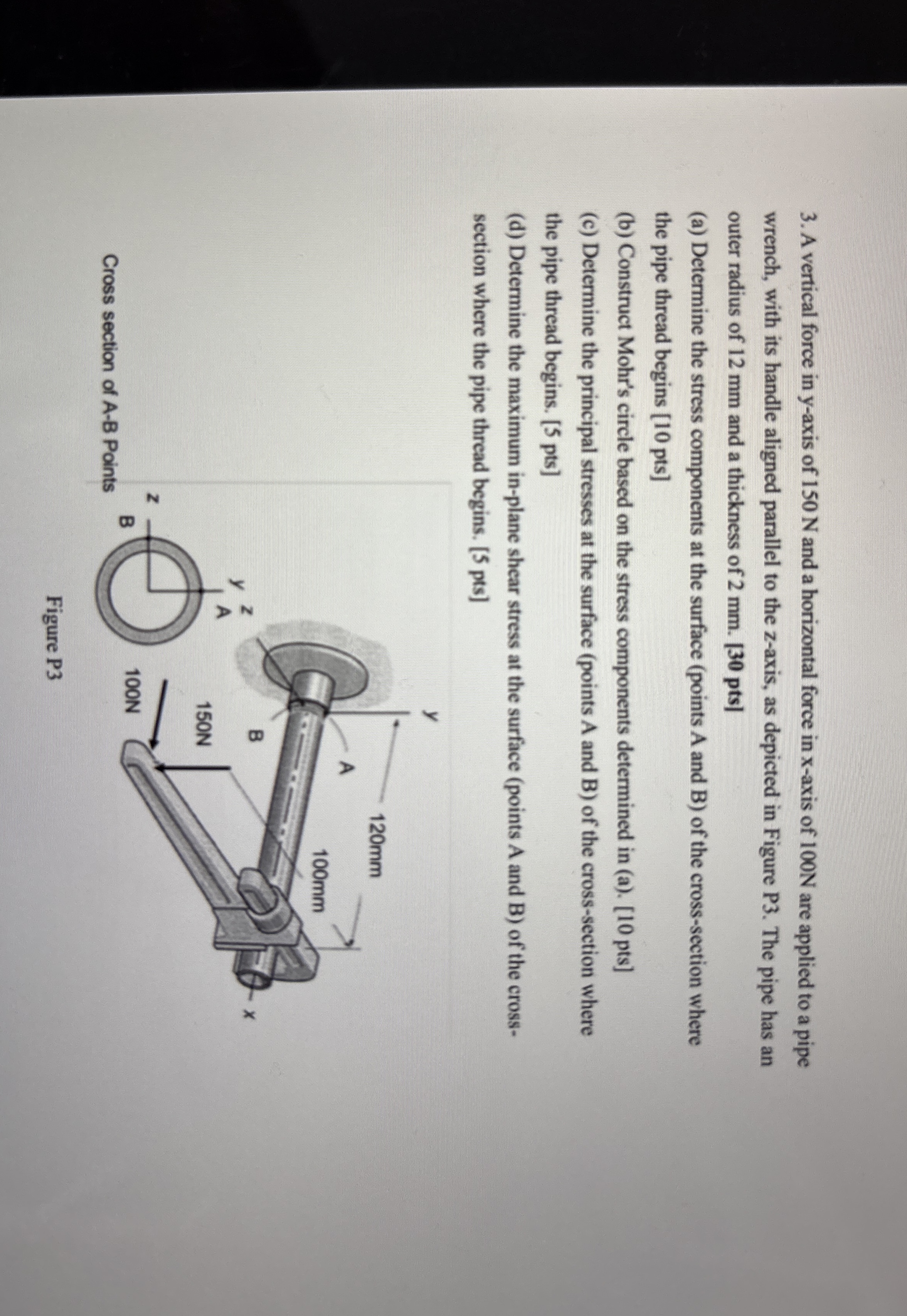 A vertical force in y - axis of 1 5 0 N and a