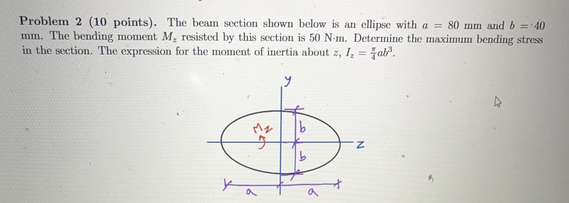 Problem 2 ( 1 0 points ) . The beam section shown