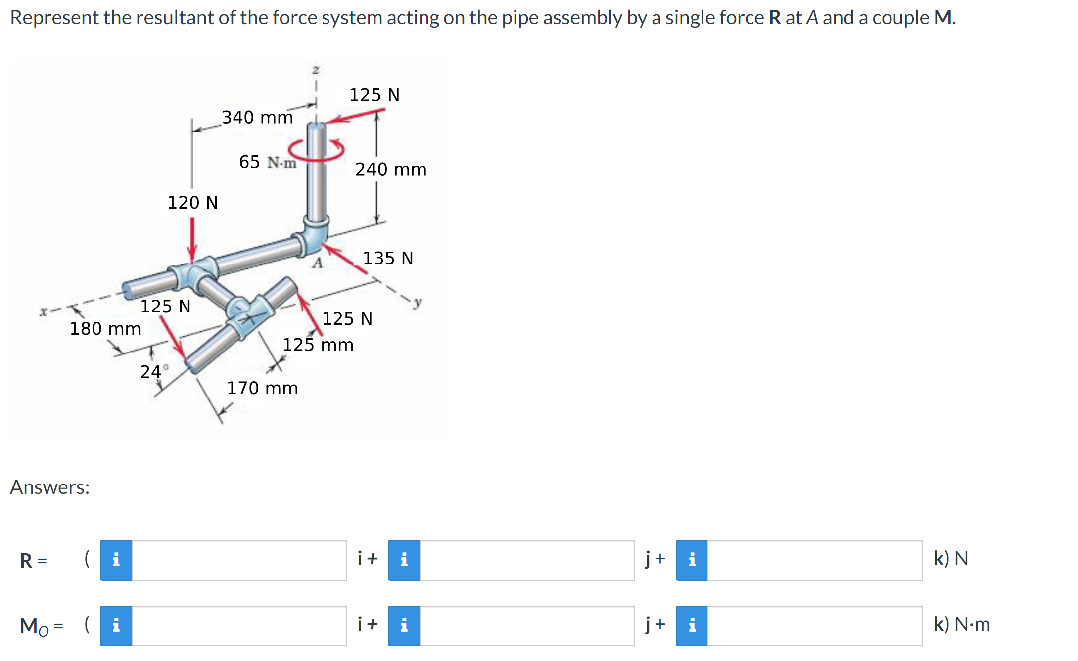 Represent the resultant of the force system