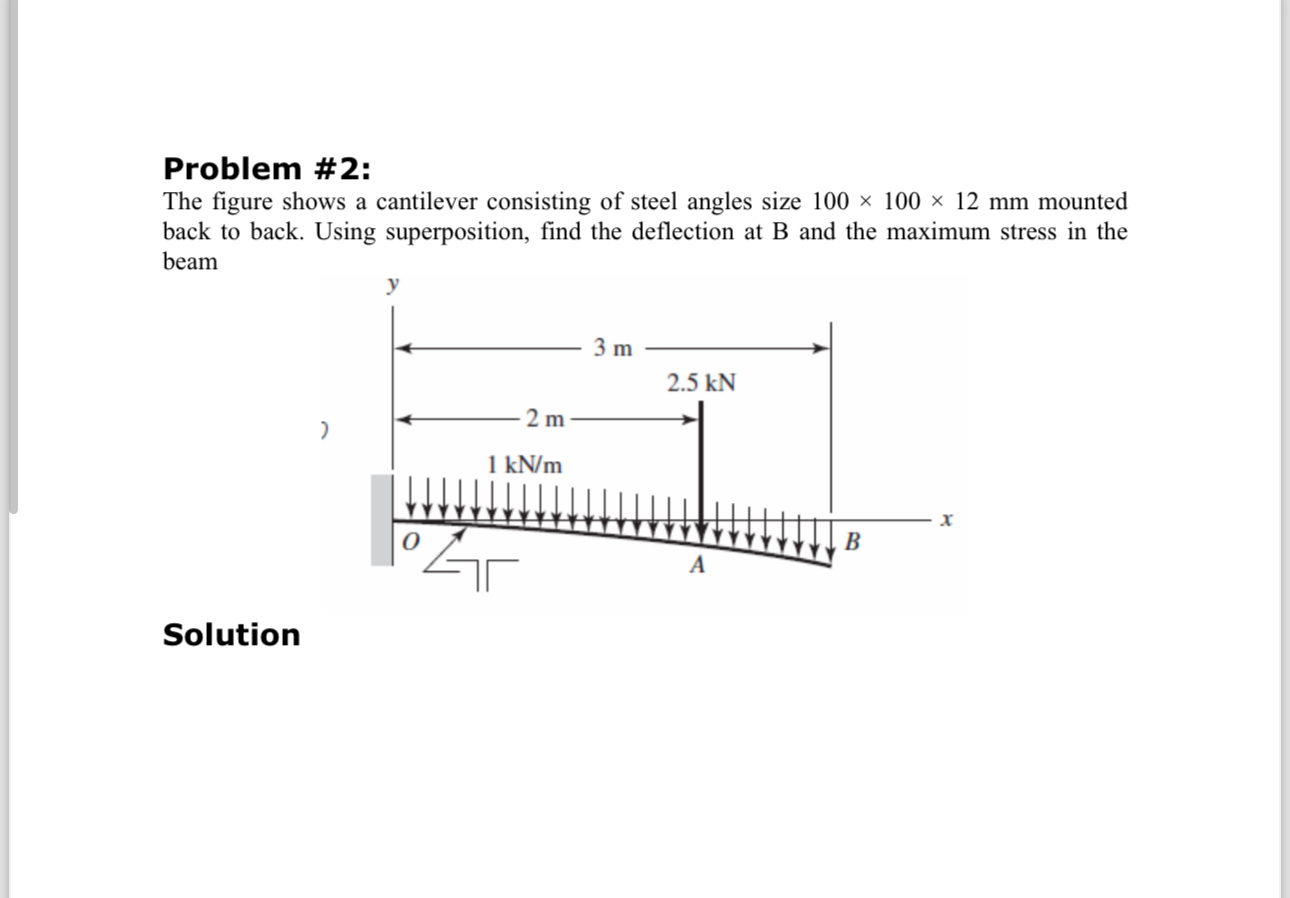 Problem # 2 : The figure shows a cantilever