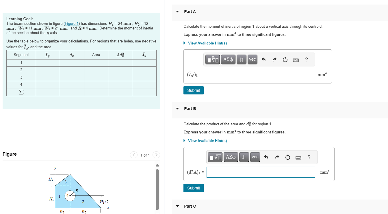 Part C Calculate the moment of inertia of region