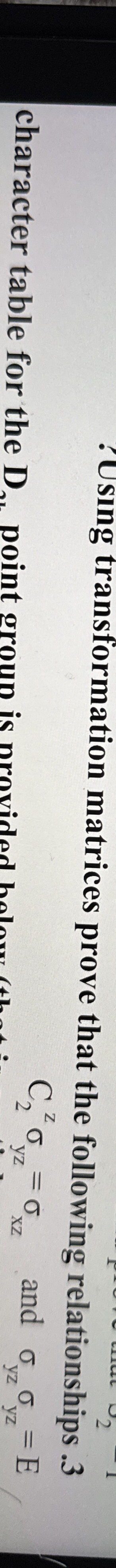 Using transformation matrices prove that the