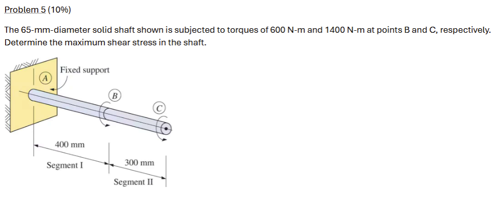 Problem 5 ( 1 0 \ % ) The 6 5 - mm - diameter