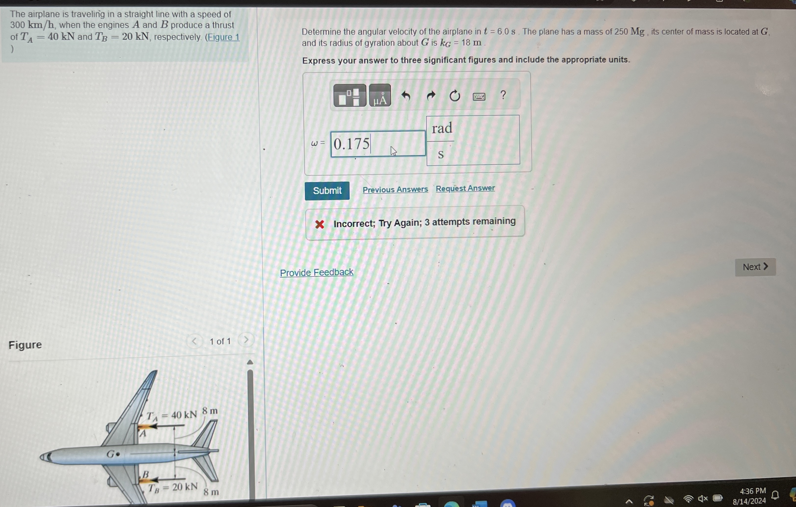 The airplane is traveling in a straight line with