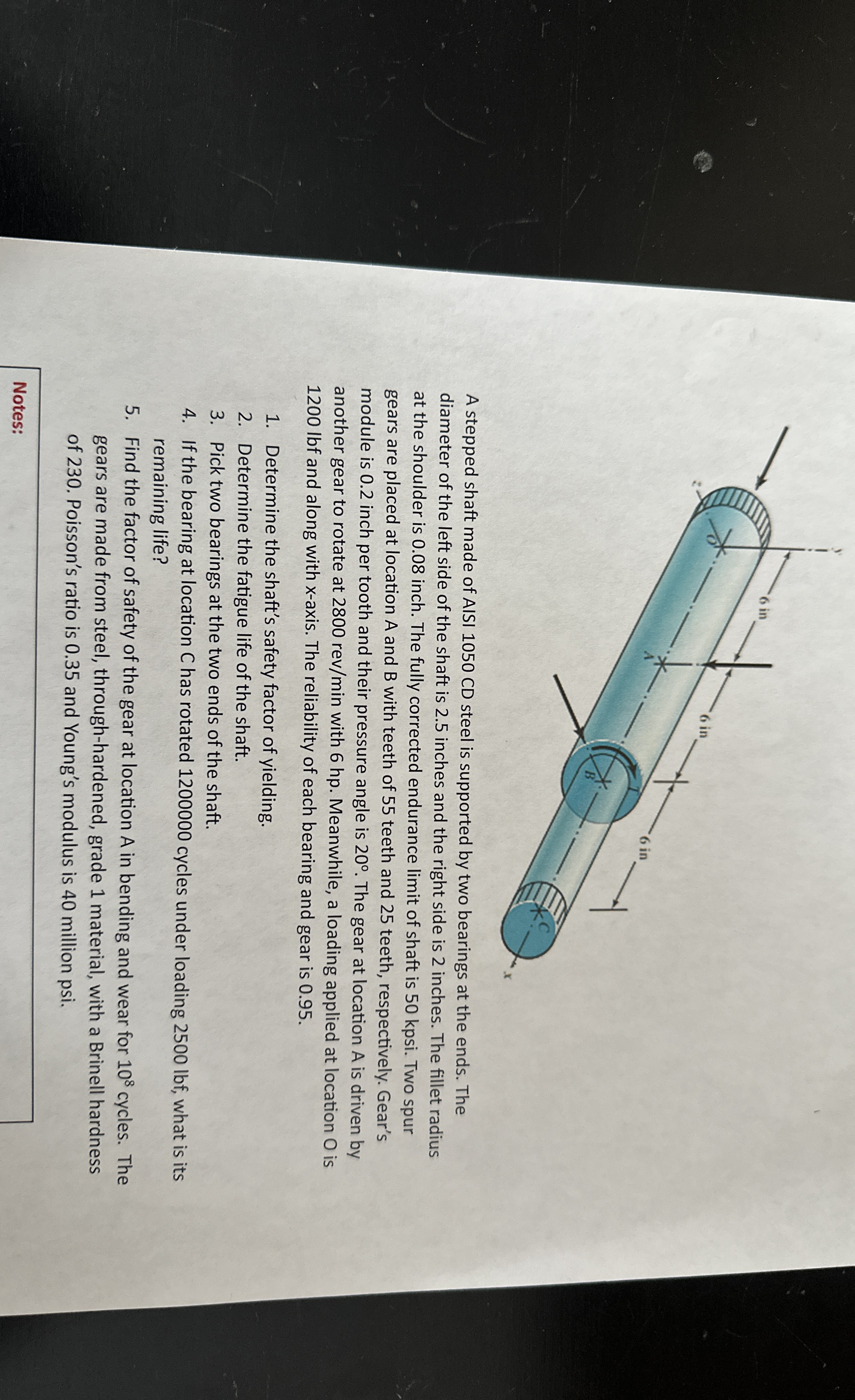 A stepped shaft made of AISI 1 0 5 0 CD steel is