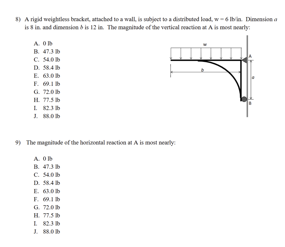 8 ) A rigid weightless bracket, attached to a