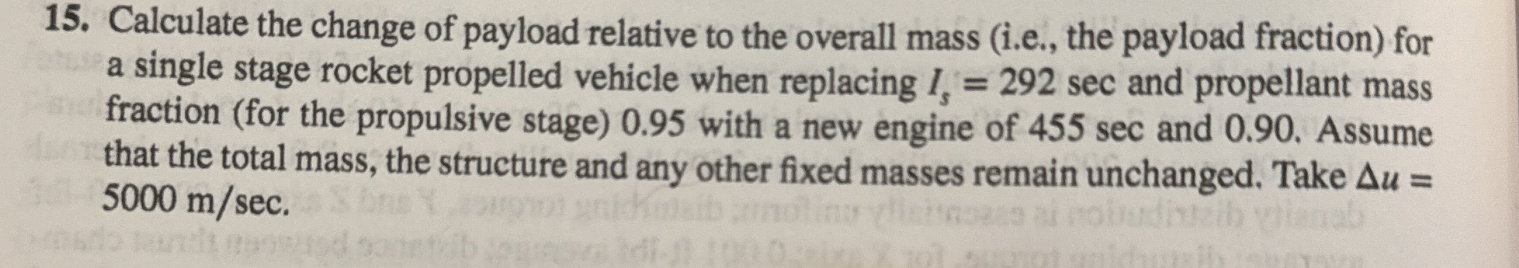 Calculate the change of payload relative to the