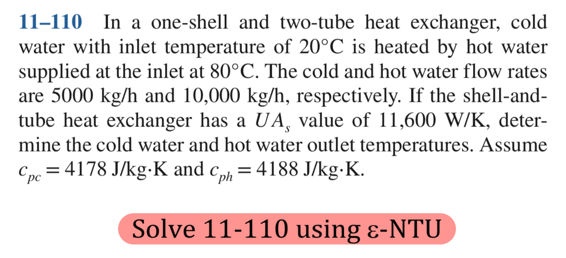 1 1 - 1 1 0 In a one - shell and two - tube heat
