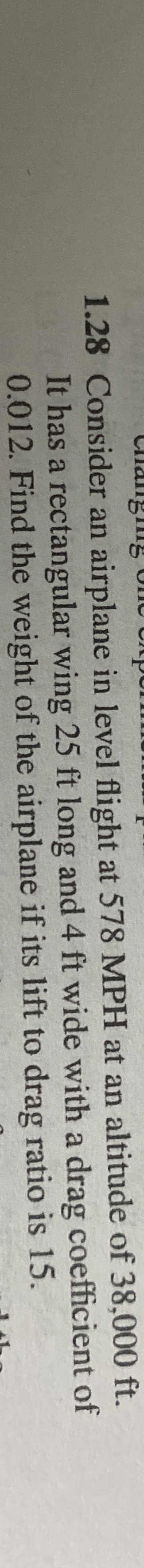 1 . 2 8 Consider an airplane in level flight at 5