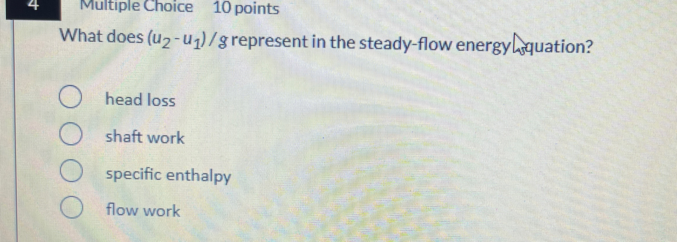4 Multiple Choice 1 0 points What does u 2 - u 1