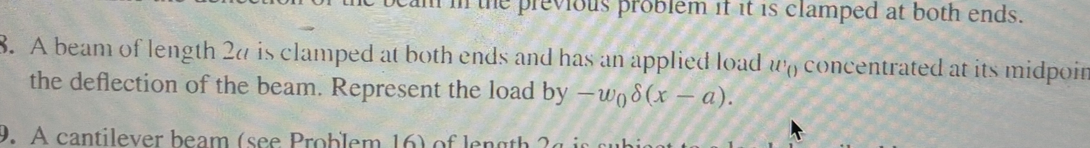 A beam of length is clamped at both ends and has
