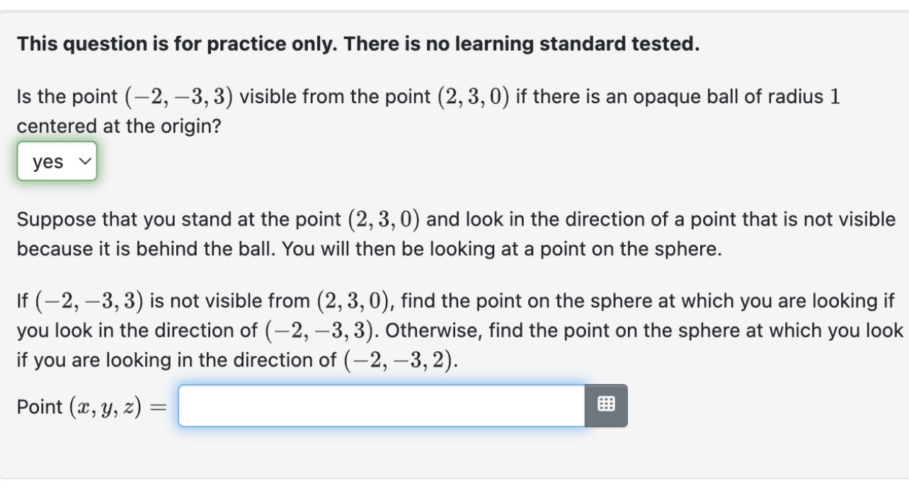 This question is for practice only. There is no