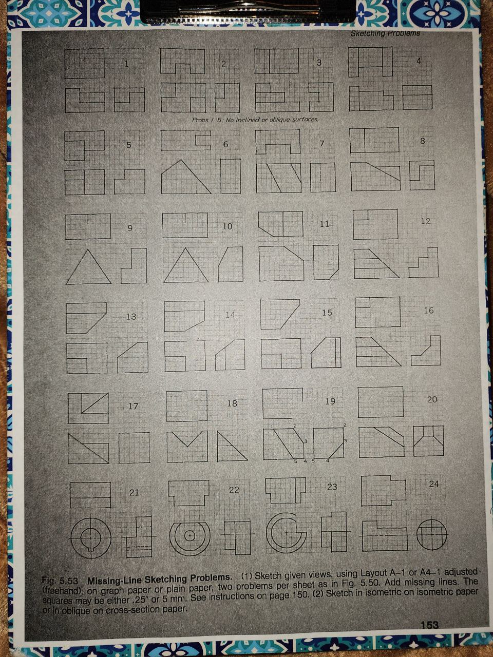 draw the missing line sketching for problems 5 ,