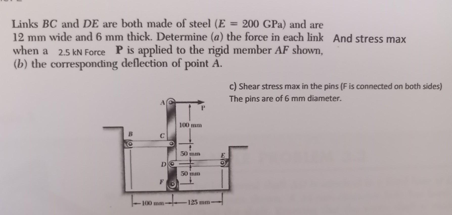 Links B C and D E are both made of steel ( E = 2