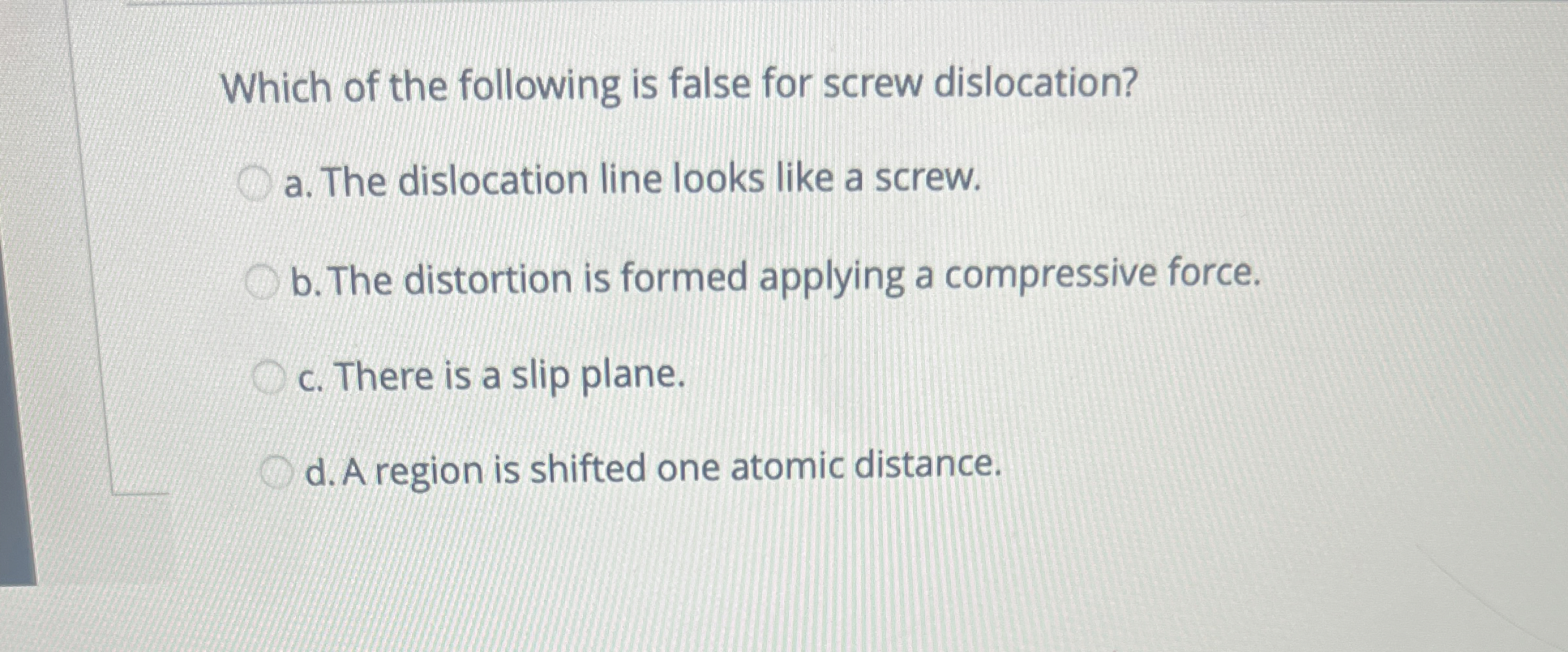 Which of the following is false for screw