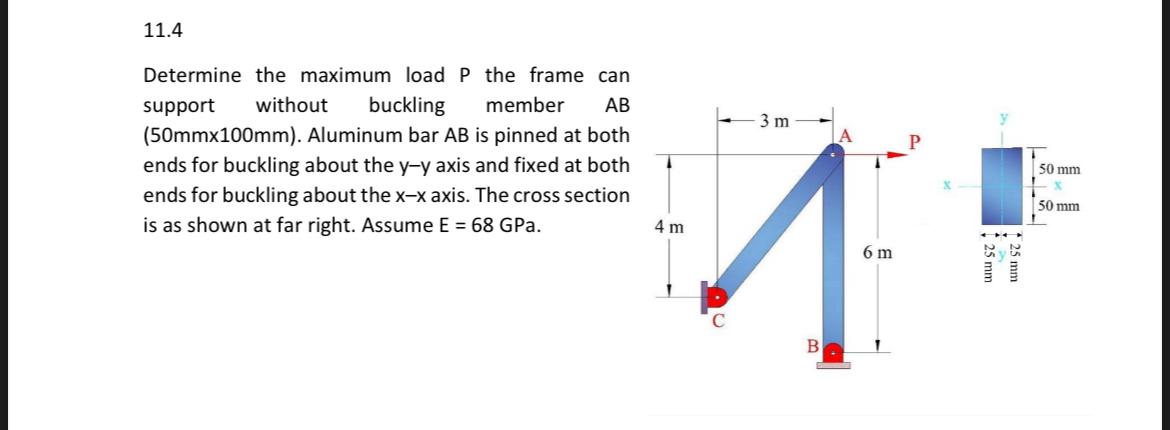 1 1 . 4 Determine the maximum load P the frame
