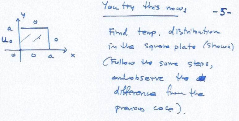 Find temp. distribution in the square plate (