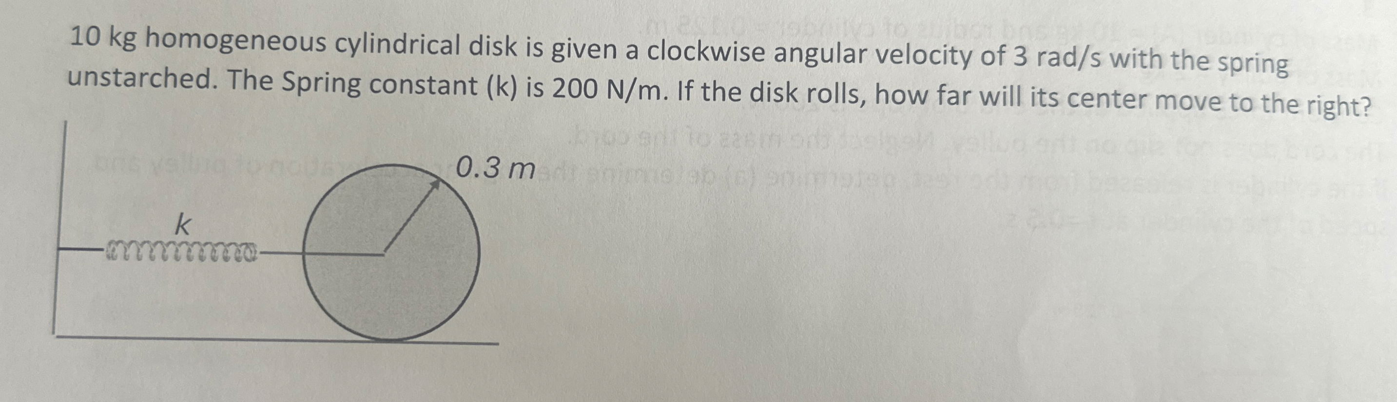 1 0 kg homogeneous cylindrical disk is given a