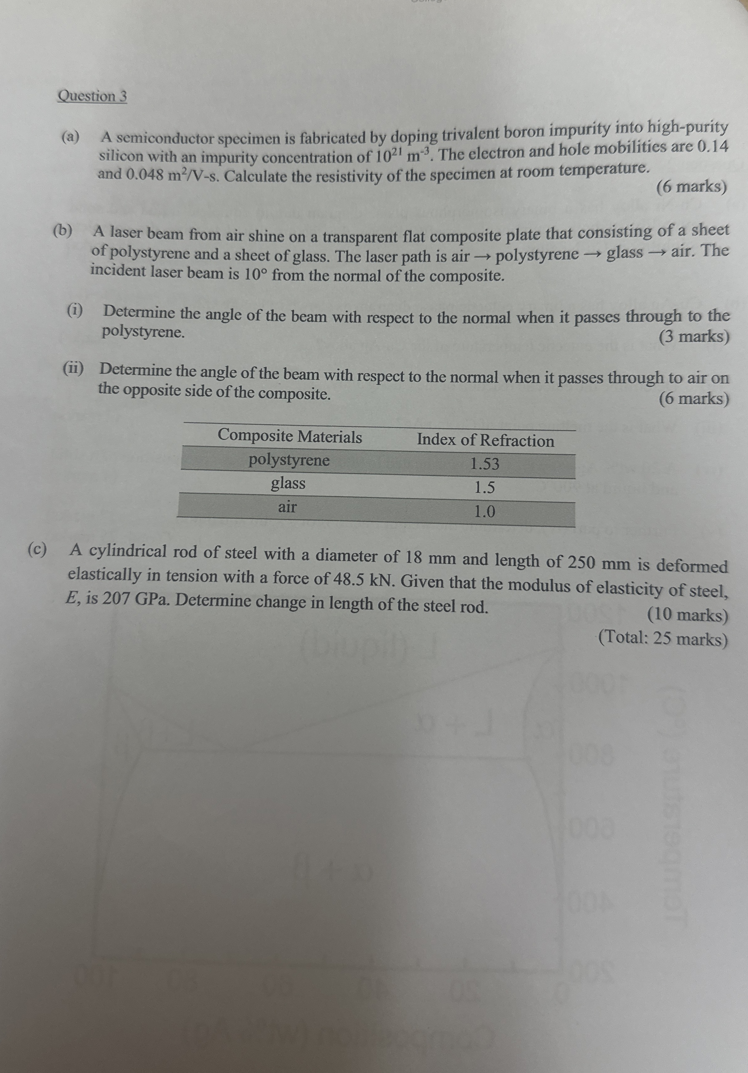 Question 3 ( a ) A semiconductor specimen is