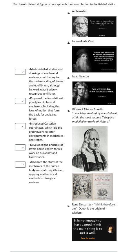 Match each historical figure or concept with