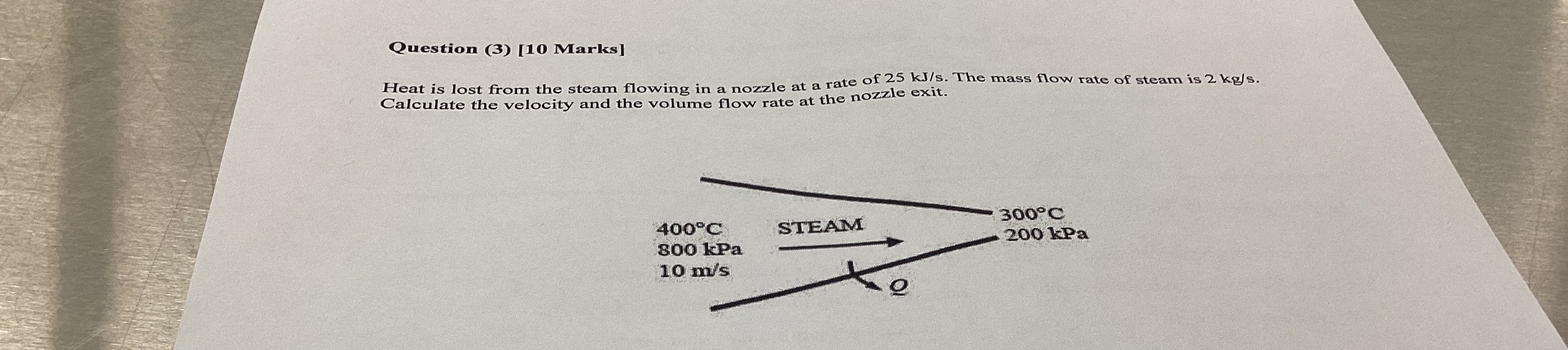 Question ( 3 ) [ 1 0 Marks ] Heat is lost from