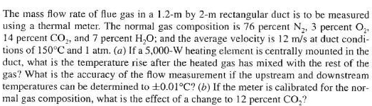 The mass flow rate of flue gas in a 1 . 2 - m by