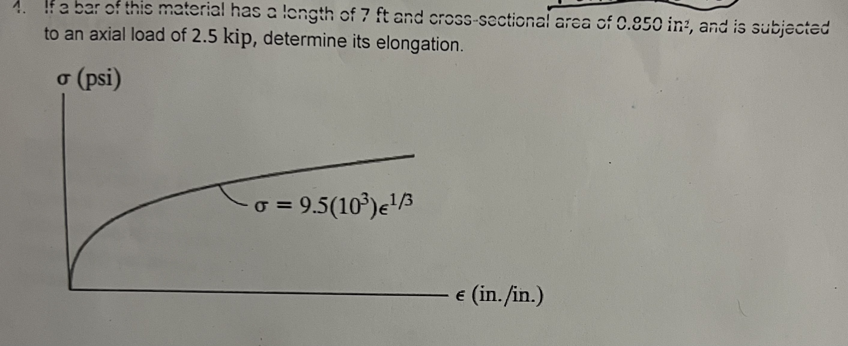 If a bar of this material has a length of 7 ft