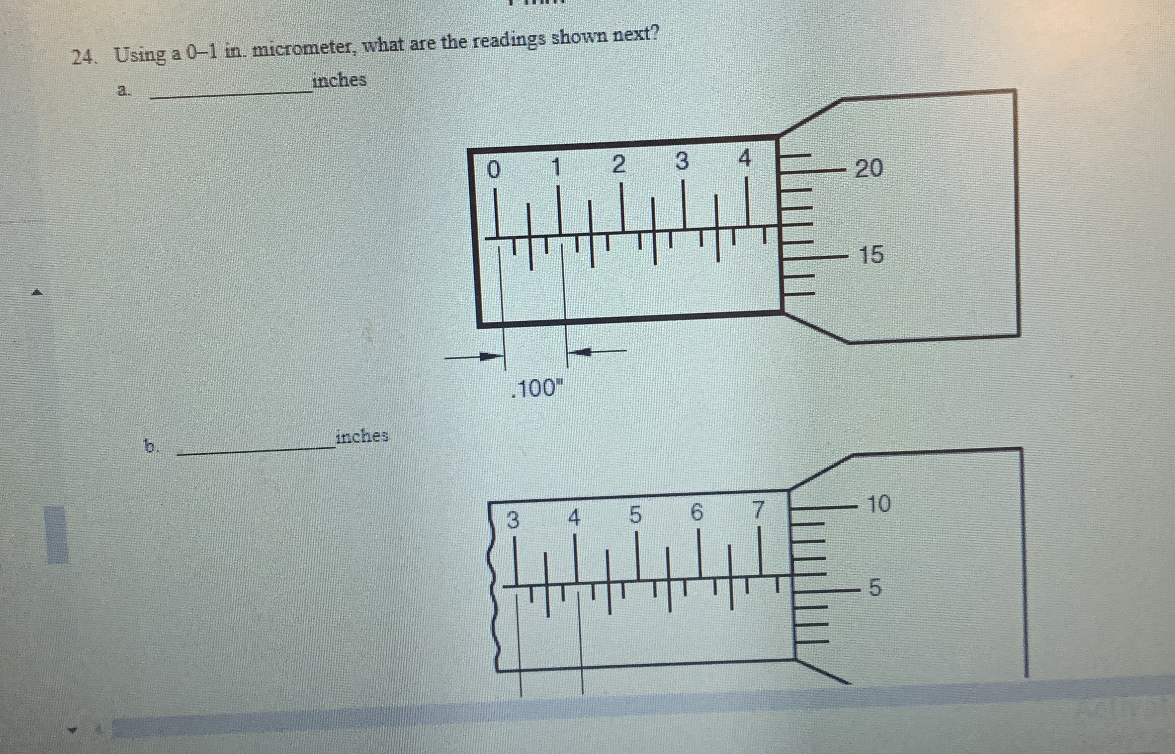 Using a 0 - 1 in . micrometer, what are the