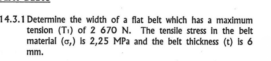 1 4 . 3 . 1 Determine the width of a flat belt