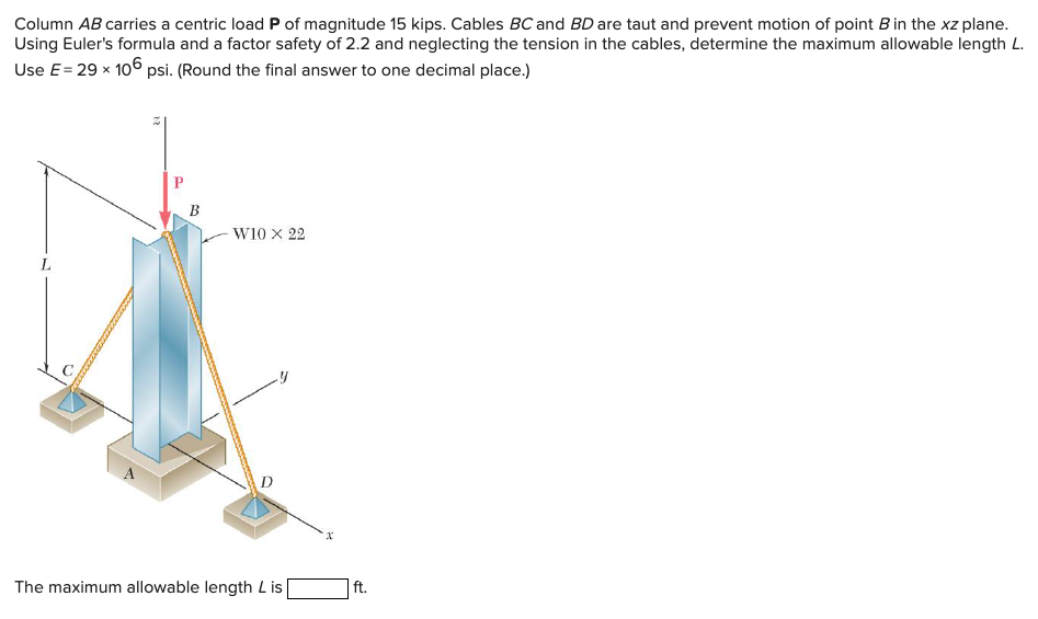Column A B carries a centric load P of magnitude