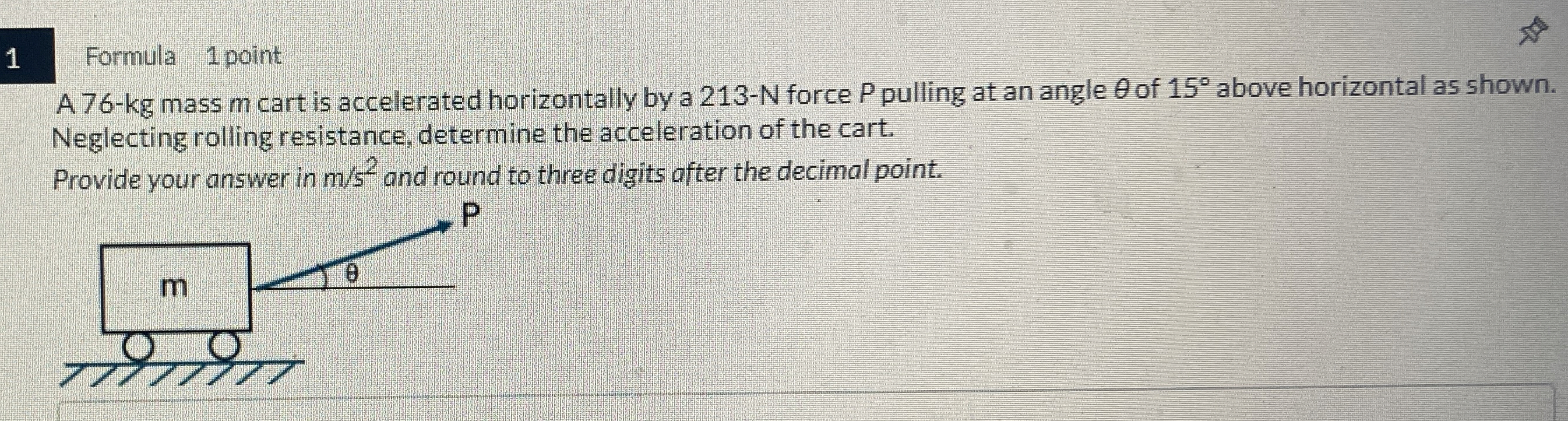 1 Formula 1 point A 7 6 - k g mass m cart is