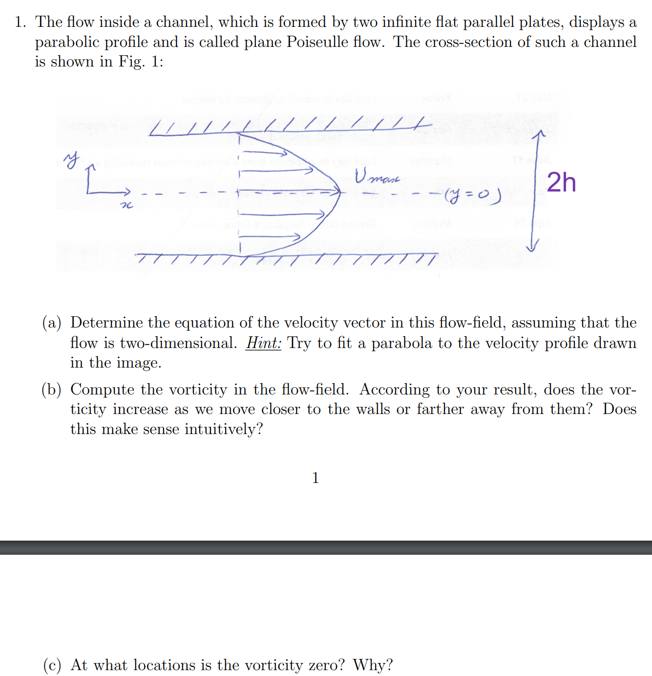 The flow inside a channel, which is formed by two