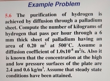 Example Problem 5 . 6 The purification of