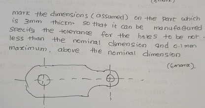 mark the dimensions ( assumed ) on the part which