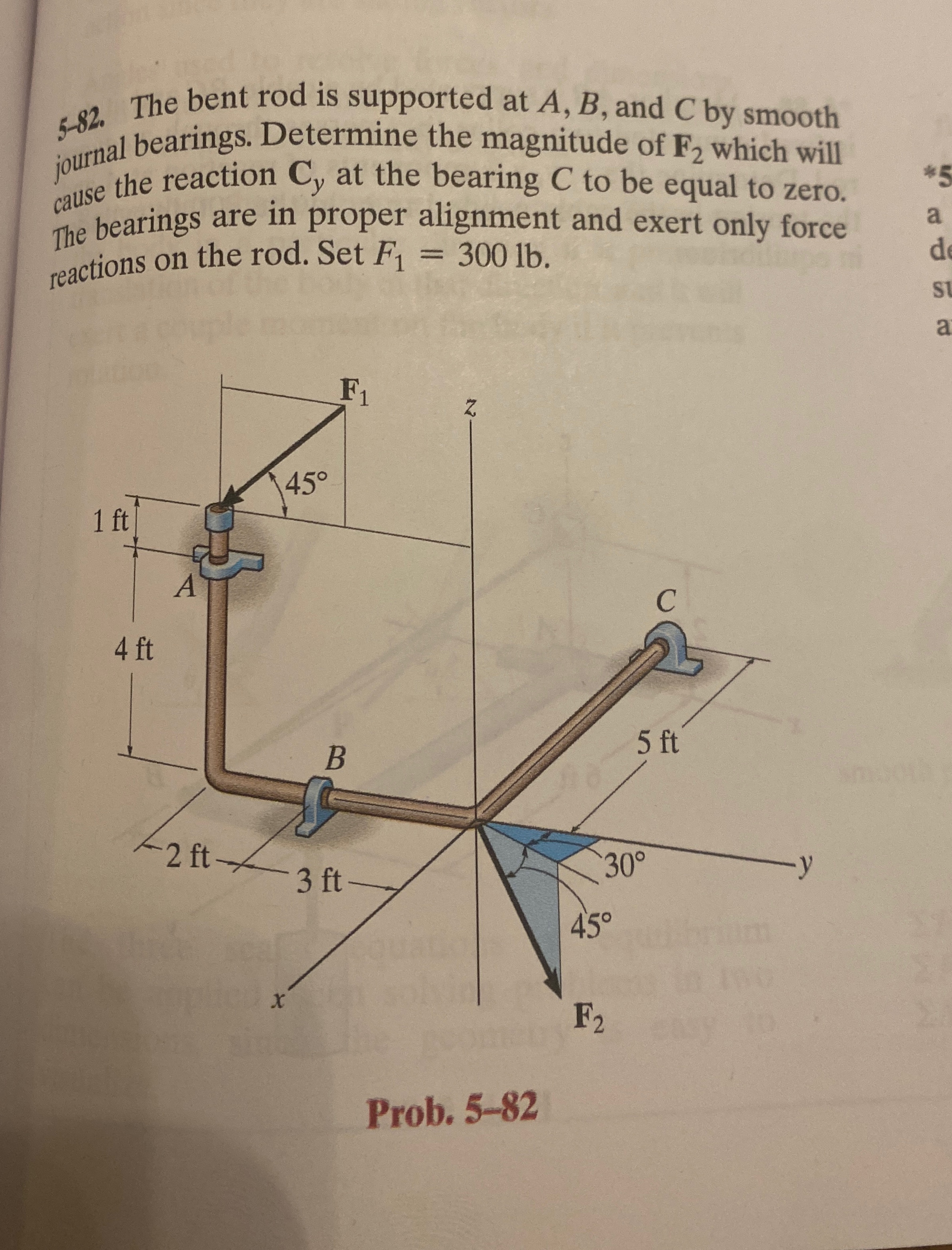 5 - 8 2 . The bent rod is supported at A , B ,