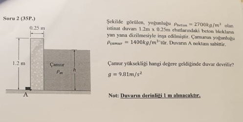 Soru 2 ( 3 5 P . ) Sekilde g riliten , yogunlugu