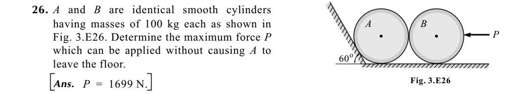 A and B are identical smooth cylinders having