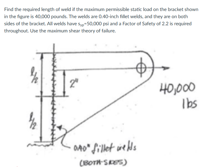 Find the required length of weld if the maximum