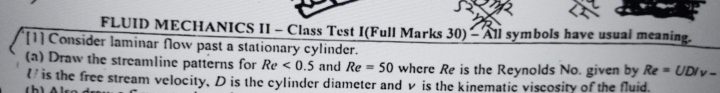 FLUID MECHANICS II - Class Test I ( Full Marks 3