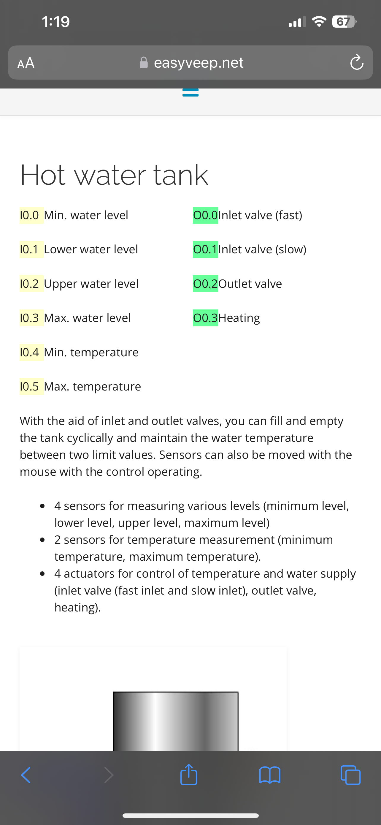 boolean equation for hot water tank in