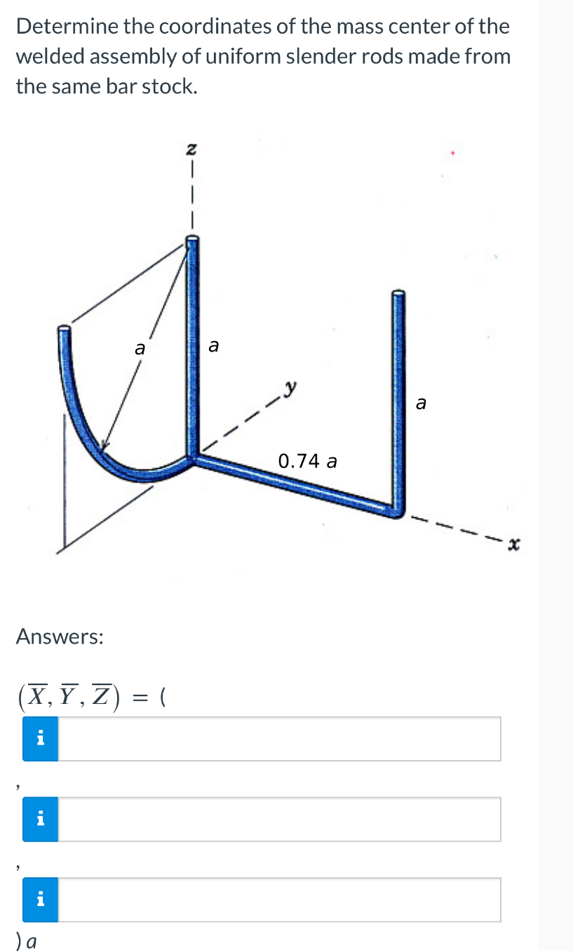 Determine the coordinates of the mass center of